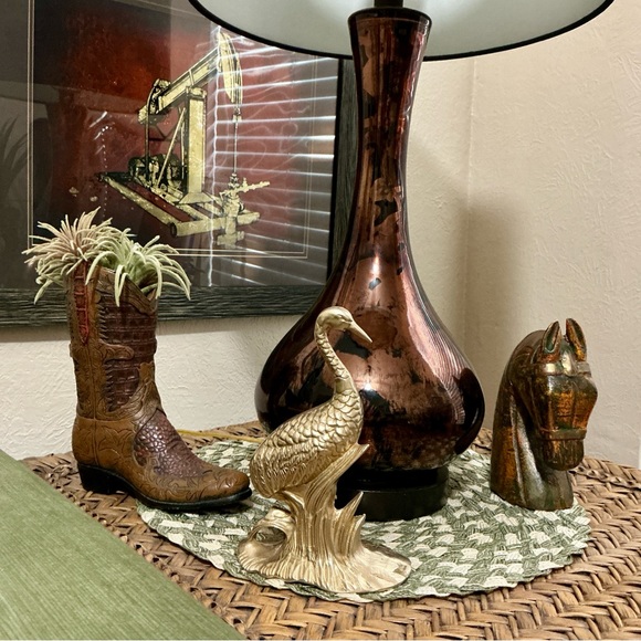 Horse Bust Profile Sculpture Bookend Brass Halter And Mane Over Painted Wood VTG - Picture 4 of 16